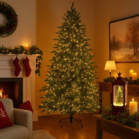 Albero di Natale 210 cm con Luci LED + Borsa Salvaspazio